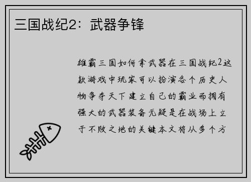 三国战纪2：武器争锋